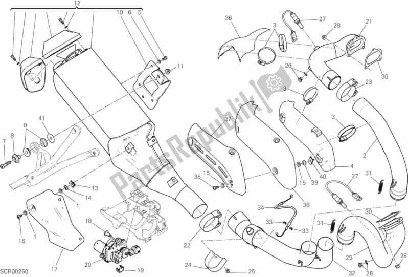 All parts for the Exhaust System of the Ducati Monster 1200 S Brasil 2020